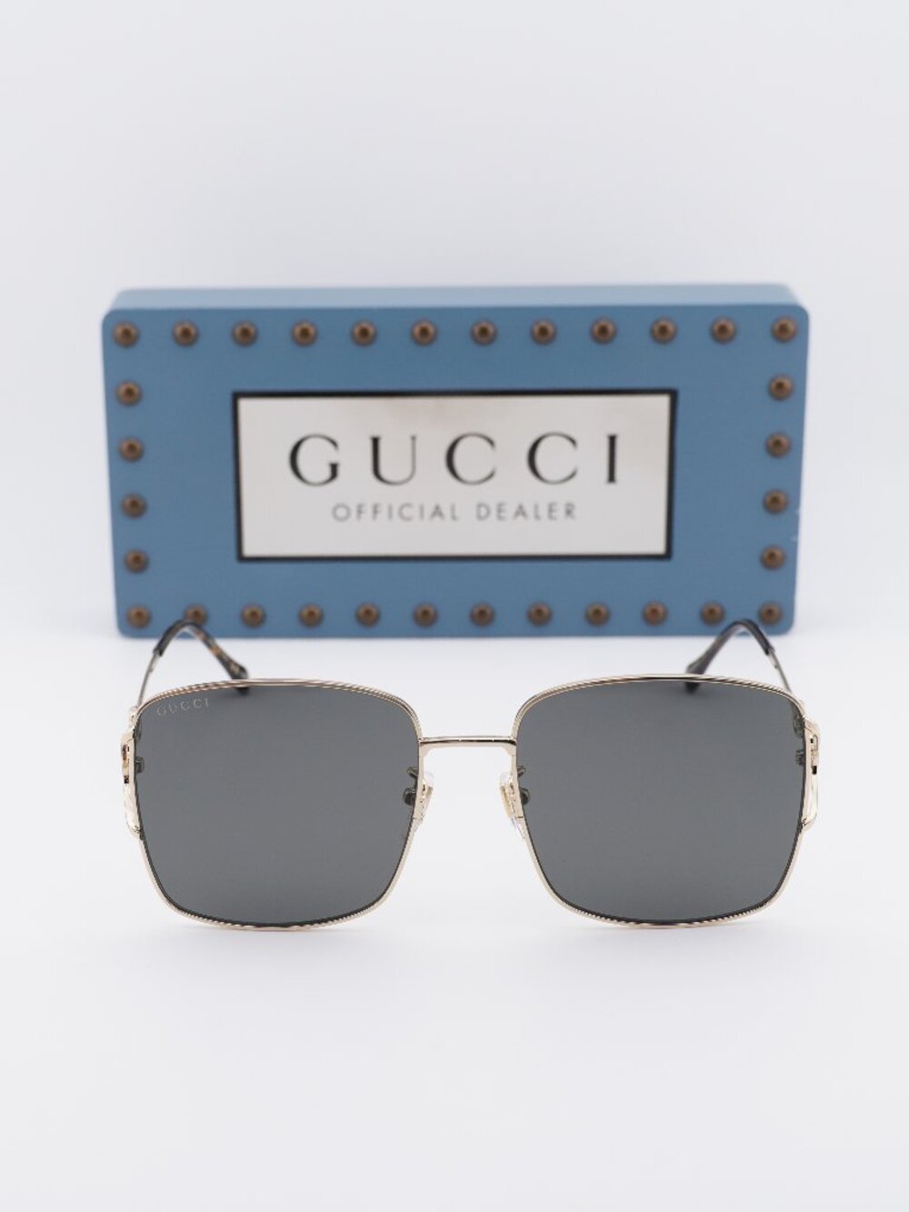 Gucci GG1018SK 001 Square Sunglasses - Gold / Grey - Picture 6 of 13